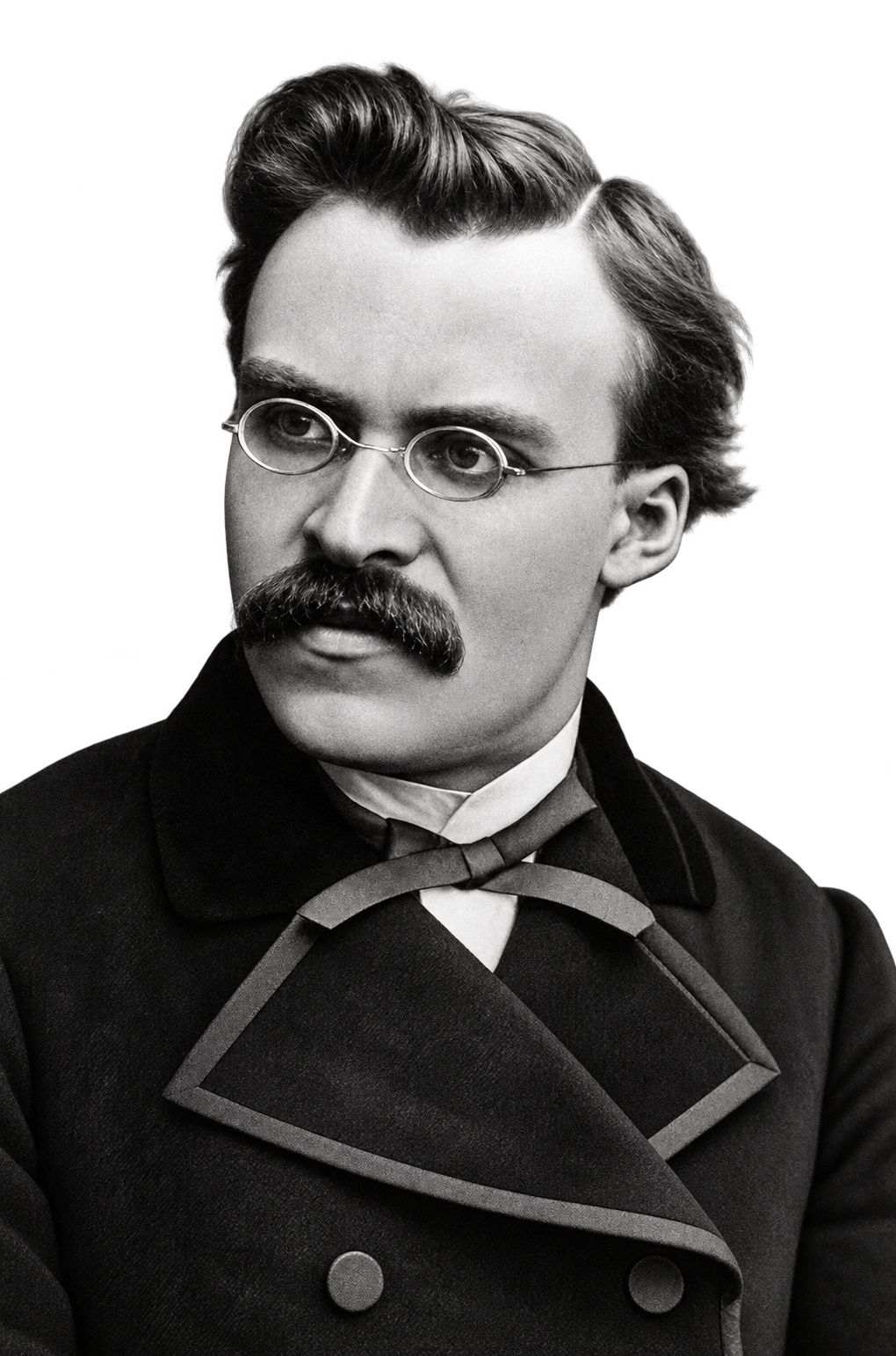 Black-and-white portrait of Friedrich Nietzsche