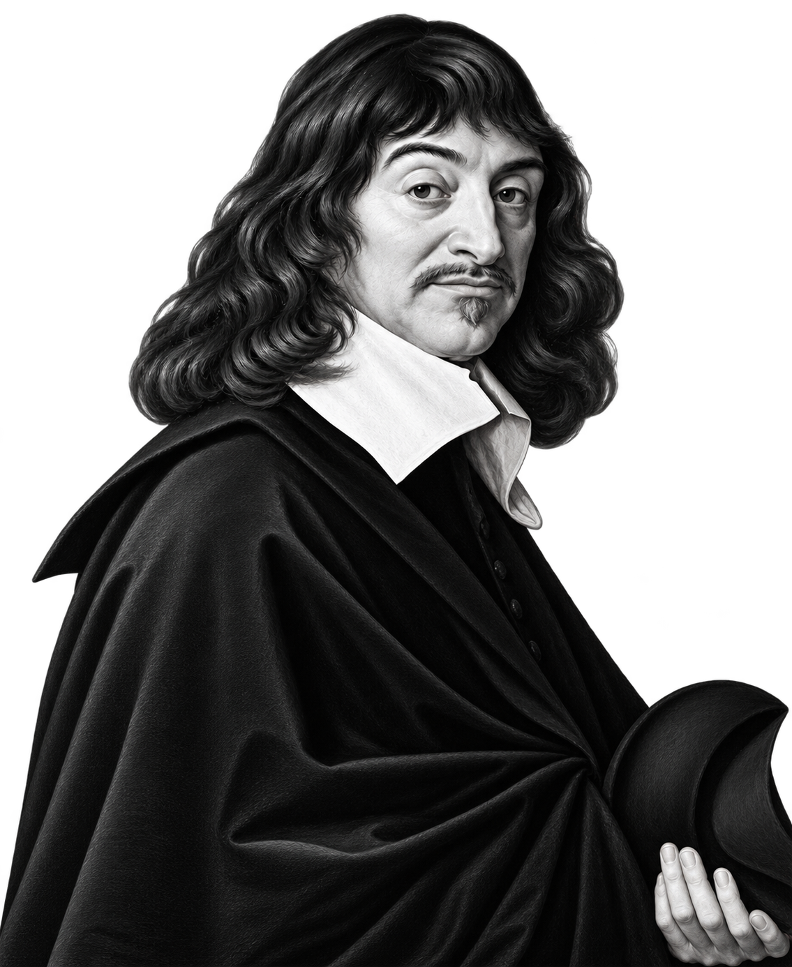 Black-and-white portrait of René Descartes
