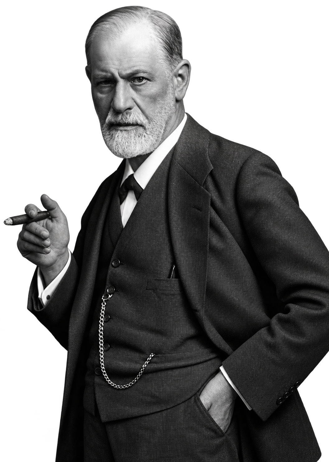 Black-and-white portrait of Sigmund Freud